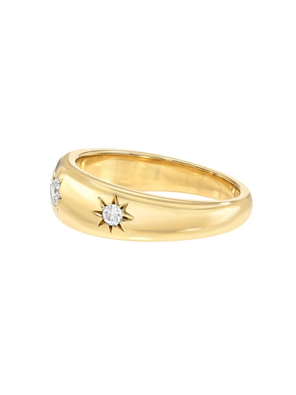 Logan Hollowell 14k yellow Gold white diamonds star set rounded Band ring 8 - Picture 9 of 10